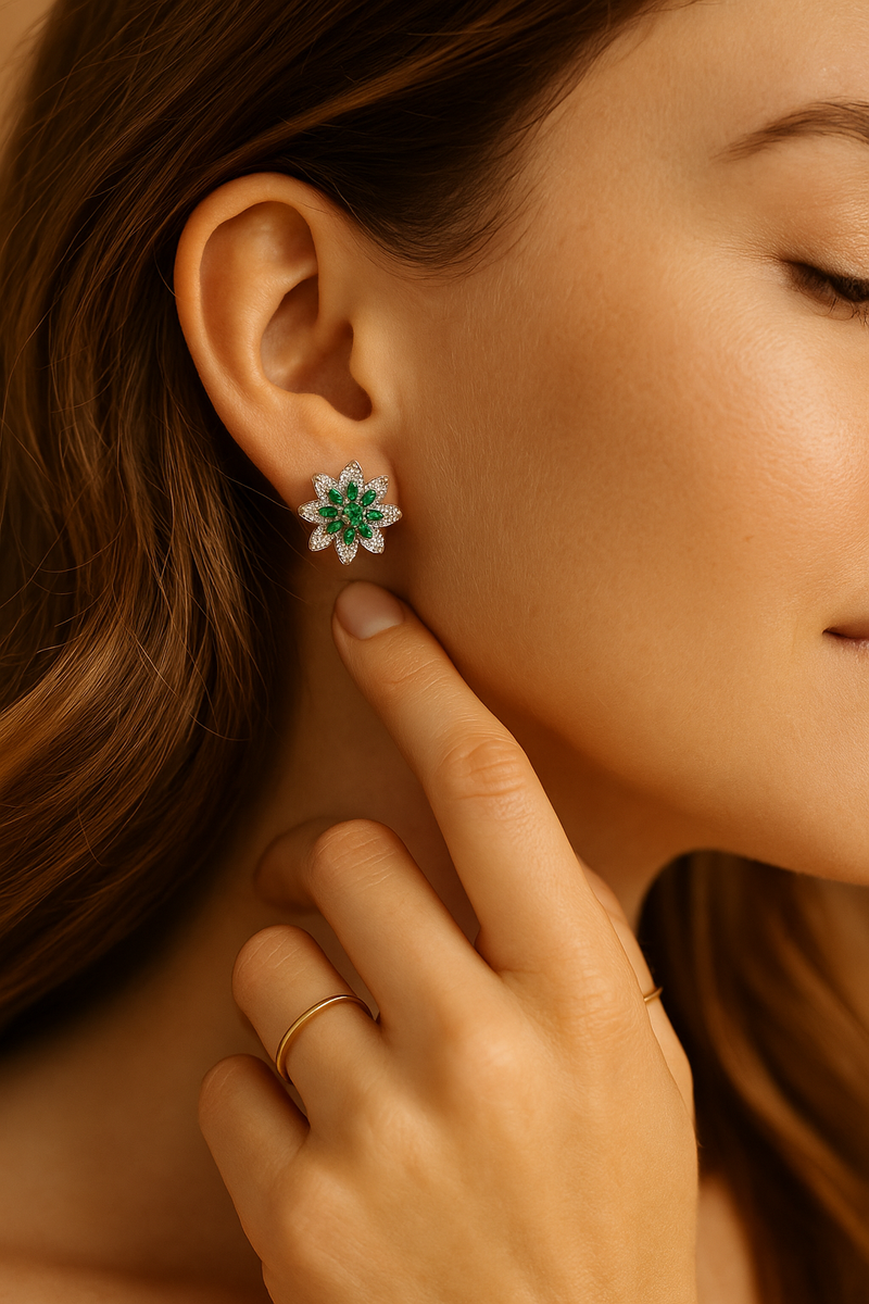 Emerald Blossom Studs