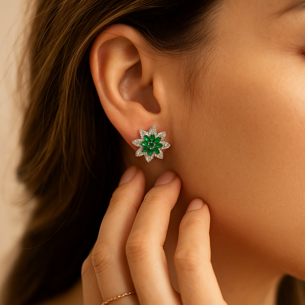 Emerald Blossom Studs