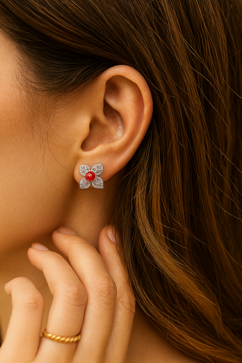 Scarlet Petal Studs